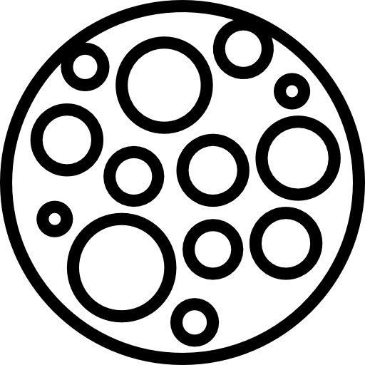 Ein schwarzer Umriss eines Kreises, der mehrere kleinere Kreise unterschiedlicher Größe enthält, alle auf weißem Hintergrund. Das Muster erinnert an die Komplexität von Cannabis-Vollspektrumextrakten oder Medizinalcannabis-Rezepturen.