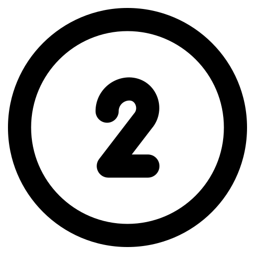 Eine fette schwarze Zahl 2 steht in der Mitte eines dicken schwarzen Kreises auf weißem Hintergrund und symbolisiert die Präzision, die man oft bei medizinischen Cannabisprodukten aus der Apotheke vor Ort findet.