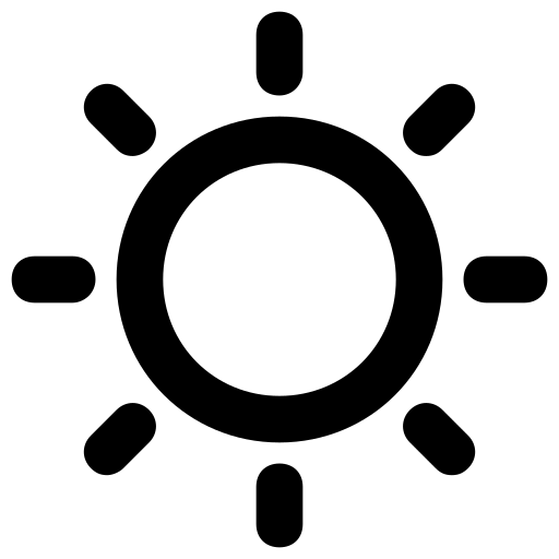 Ein schwarzes Sonnensymbol mit einem kreisförmigen Zentrum und acht gleichmäßig verteilten Strahlen auf weißem Hintergrund, das die Energie und Vitalität symbolisiert, die oft mit Medizinalcannabis oder Cannabis vollspektrumextrakt assoziiert wird.